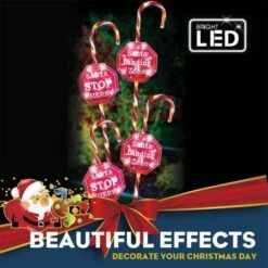 Stockholm Christmas Lights 4pcs LED Candy Canes STOP Sign Path Outdoor Garden Decoration 80CM -Christmas Lights Store 225851 1767819 F