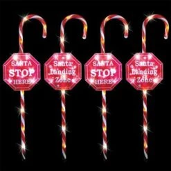 Stockholm Christmas Lights 4pcs LED Candy Canes STOP Sign Path Outdoor Garden Decoration 80CM -Christmas Lights Store 225851 1767827 F