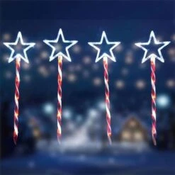 Stockholm Christmas Lights 4pcs LED Candy Stars Path Outdoor Garden Decoration 74CM