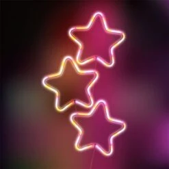 Stockholm Christmas Lights 3pcs LED Star Multi Colour Path Outdoor Garden Decoration 60CM