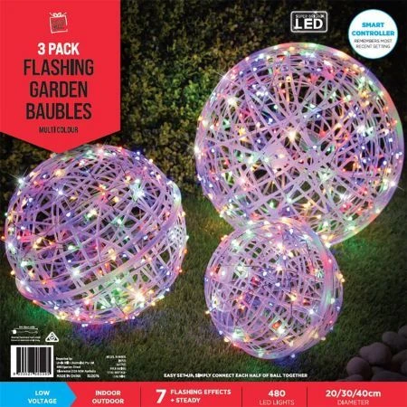 Stockholm Christmas Lights 3pcs LED Globe Balls Xmas Baubles Outdoor Garden Decor 20/30/40CM 1 Stockholm Christmas Lights 3pcs LED Globe Balls Xmas Baubles Outdoor Garden Decor 20/30/40CM