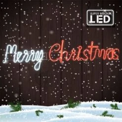 Stockholm Christmas Lights LED MERRY CHRISTMAS Sign Xmas Motif Home Garden Decor 160x29CM -Christmas Lights Store 225869 2384539 F