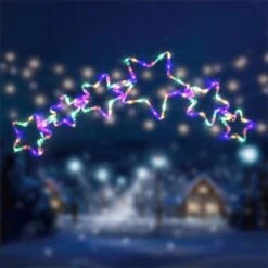 Stockholm Christmas Lights LED Rope Stars Banner Multi Color Xmas Party Outdoor 94x40CM -Christmas Lights Store 225871 2384545 F