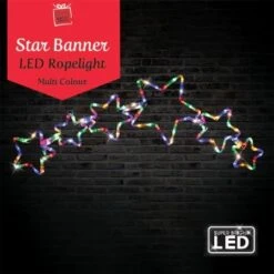 Stockholm Christmas Lights LED Rope Stars Banner Multi Color Xmas Party Outdoor 94x40CM -Christmas Lights Store 225871 2384555 F