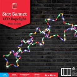 Stockholm Christmas Lights LED Rope Stars Banner Multi Color Xmas Party Outdoor 94x40CM