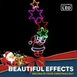 Stockholm Christmas Lights LED Rope Santa Claus Pulling Stars Outdoor Garden Xmas 144x49CM -Christmas Lights Store 225873 2384569 F