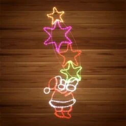 Stockholm Christmas Lights LED Rope Santa Claus Pulling Stars Outdoor Garden Xmas 144x49CM -Christmas Lights Store 225873 2384573 F