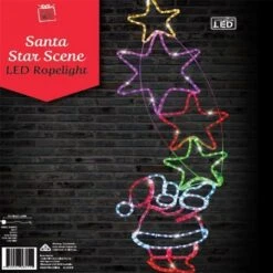 Stockholm Christmas Lights LED Rope Santa Claus Pulling Stars Outdoor Garden Xmas 144x49CM
