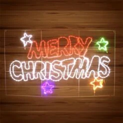 Stockholm Christmas Lights LED Rope Letter MERRY CHRISTMAS Sign Xmas Star Outdoor 125x75CM