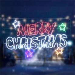 Stockholm Christmas Lights LED Rope Letter MERRY CHRISTMAS Sign Xmas Star Outdoor 125x75CM -Christmas Lights Store 225875 1768063 F