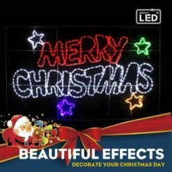 Stockholm Christmas Lights LED Rope Letter MERRY CHRISTMAS Sign Xmas Star Outdoor 125x75CM -Christmas Lights Store 225875 1768065 F