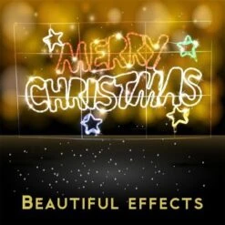 Stockholm Christmas Lights LED Rope Letter MERRY CHRISTMAS Sign Xmas Star Outdoor 125x75CM -Christmas Lights Store 225875 1768075 F