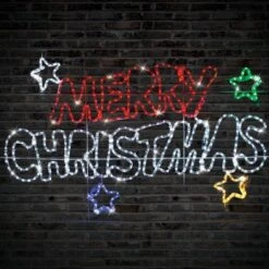 Stockholm Christmas Lights LED Rope Letter MERRY CHRISTMAS Sign Xmas Star Outdoor 125x75CM -Christmas Lights Store 225875 1768079 F