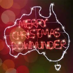 Stockholm Christmas Lights LED Rope Aussie MERRY CHRISTMAS Sign Xmas Outdoor 109x106CM