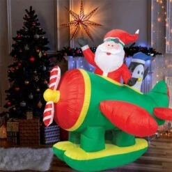 Stockholm Christmas Lights 1.6M LED Inflatable Santa Claus Plane Penguin Outdoor Garden Decoration