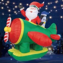 Stockholm Christmas Lights 1.6M LED Inflatable Santa Claus Plane Penguin Outdoor Garden Decoration -Christmas Lights Store 225887 1768195 F