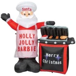 Stockholm Christmas Lights 1.7M LED Inflatable BBQ Santa Claus Outdoor Garden Decoration -Christmas Lights Store 225889 2384631 F