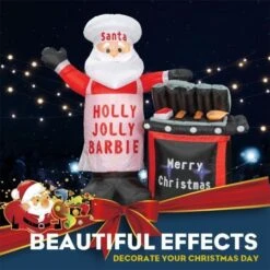 Stockholm Christmas Lights 1.7M LED Inflatable BBQ Santa Claus Outdoor Garden Decoration -Christmas Lights Store 225889 2384641 F