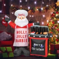 Stockholm Christmas Lights 1.7M LED Inflatable BBQ Santa Claus Outdoor Garden Decoration