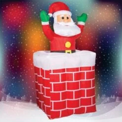 Stockholm Christmas Lights 1.8M LED Inflatable Santa Claus Chimney Outdoor Garden Xmas