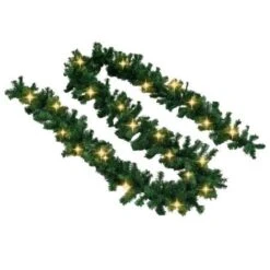 Christmas Garland With LED Lights Green 10 M PVC -Christmas Lights Store 239257 1891345 F