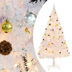 Artificial Christmas Tree With Baubles And LEDs White 210 Cm 11 Artificial Christmas Tree With Baubles And LEDs White 210 Cm -Christmas Lights Store 239263 2332167 F