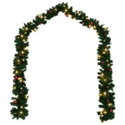 Christmas Garland With Baubles And LED Lights Green 20 M PVC -Christmas Lights Store 239265 1891407 F