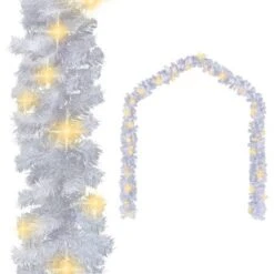 Christmas Garland With LED Lights White 5 M PVC