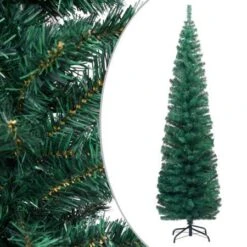 Slim Artificial Christmas Tree With Stand Green 180 Cm PVC