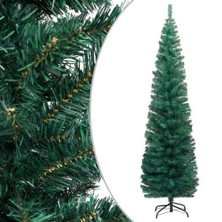 Slim Artificial Christmas Tree With Stand Green 210 Cm PVC 1 Slim Artificial Christmas Tree With Stand Green 210 Cm PVC