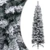 Slim Artificial Christmas Tree With Flocked Snow Green 150 Cm PVC