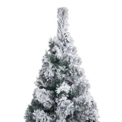 Slim Artificial Christmas Tree With Flocked Snow Green 150 Cm PVC -Christmas Lights Store 244663 1947279 F