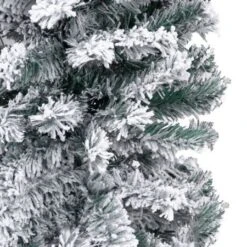 Slim Artificial Christmas Tree With Flocked Snow Green 180 Cm PVC -Christmas Lights Store 244665 1947293 F