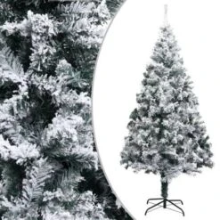 Artificial Christmas Tree With Flocked Snow Green 210 Cm PVC