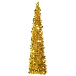 Pop-up Artificial Christmas Tree Gold 150 Cm PET