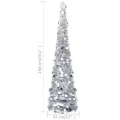 Pop-up Artificial Christmas Tree Silver 150 Cm PET -Christmas Lights Store 244697 1947465 F