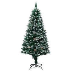 Artificial Christmas Tree With Pine Cones And White Snow 150 Cm