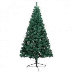 Artificial Half Christmas Tree With Stand Green 150 Cm PVC -Christmas Lights Store 244725 1947613 F