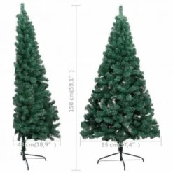Artificial Half Christmas Tree With Stand Green 150 Cm PVC -Christmas Lights Store 244725 1947623 F