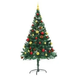 Artificial Christmas Tree With Baubles And LEDs Green 150 Cm -Christmas Lights Store 244835 2332083 F