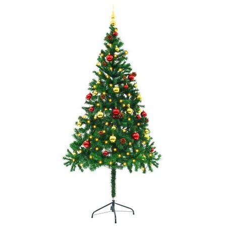 Artificial Christmas Tree With Baubles And LEDs Green 180 Cm 6 Artificial Christmas Tree With Baubles And LEDs Green 180 Cm - Image 6
