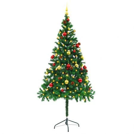 Artificial Christmas Tree With Baubles And LEDs Green 180 Cm 8 Artificial Christmas Tree With Baubles And LEDs Green 180 Cm - Image 8