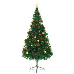 Artificial Christmas Tree With Baubles And LEDs Green 210 Cm -Christmas Lights Store 244839 2332119 F