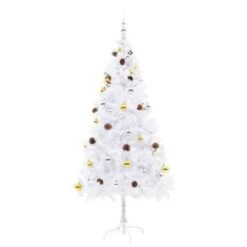 Artificial Christmas Tree With Baubles And LEDs White 180 Cm 15 Artificial Christmas Tree With Baubles And LEDs White 180 Cm -Christmas Lights Store 244841 1948465 F