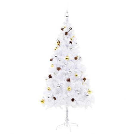 Artificial Christmas Tree With Baubles And LEDs White 180 Cm 7 Artificial Christmas Tree With Baubles And LEDs White 180 Cm - Image 7