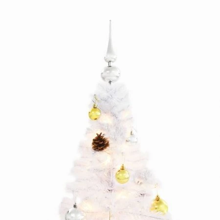 Artificial Christmas Tree With Baubles And LEDs White 180 Cm 8 Artificial Christmas Tree With Baubles And LEDs White 180 Cm - Image 8