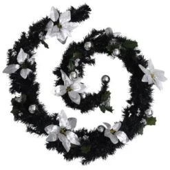 Christmas Garland With LED Lights Black 2.7 M PVC