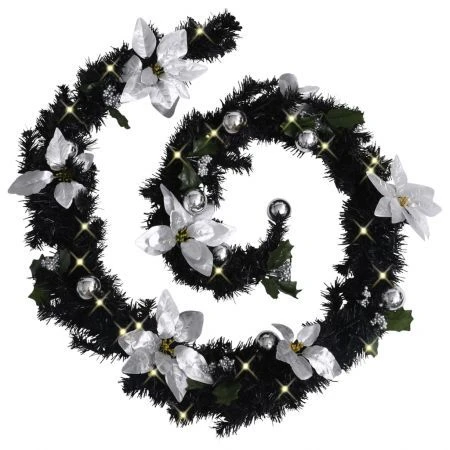 Christmas Garland With LED Lights Black 2.7 M PVC 4 Christmas Garland With LED Lights Black 2.7 M PVC - Image 4