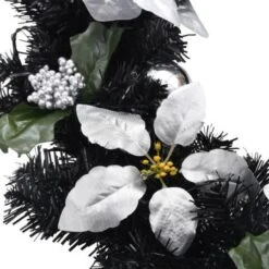 Christmas Wreath With LED Lights Black 60 Cm PVC -Christmas Lights Store 244863 2332233 F