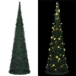 Pop-up String Artificial Christmas Tree With LED Green 150 Cm